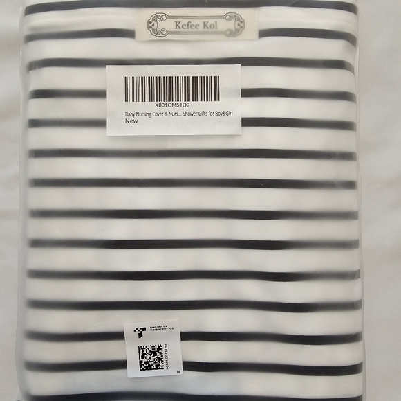 NWT Kefee Kol Black and White Striped Nursing Cover - OS - Picture 3 of 5